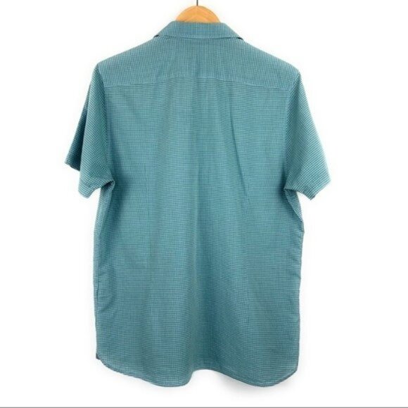 Ted Baker London Short Sleeve Button Down Teal Checkered - Picture 2 of 5